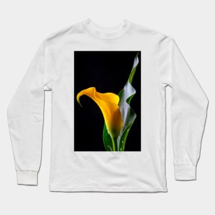 Yellow Calla Lily With Leaf Long Sleeve T-Shirt